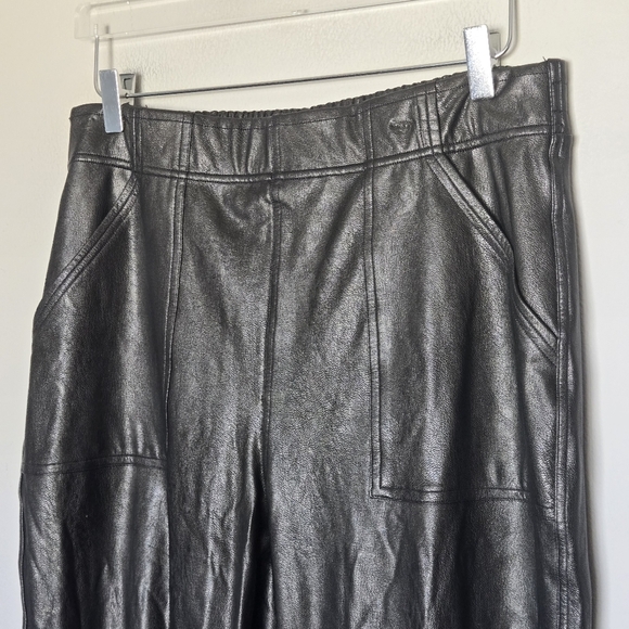 Spanx Leather-Like Jogger Pants Black Faux Leather Moto Pull-On Pockets Size L - Picture 4 of 9